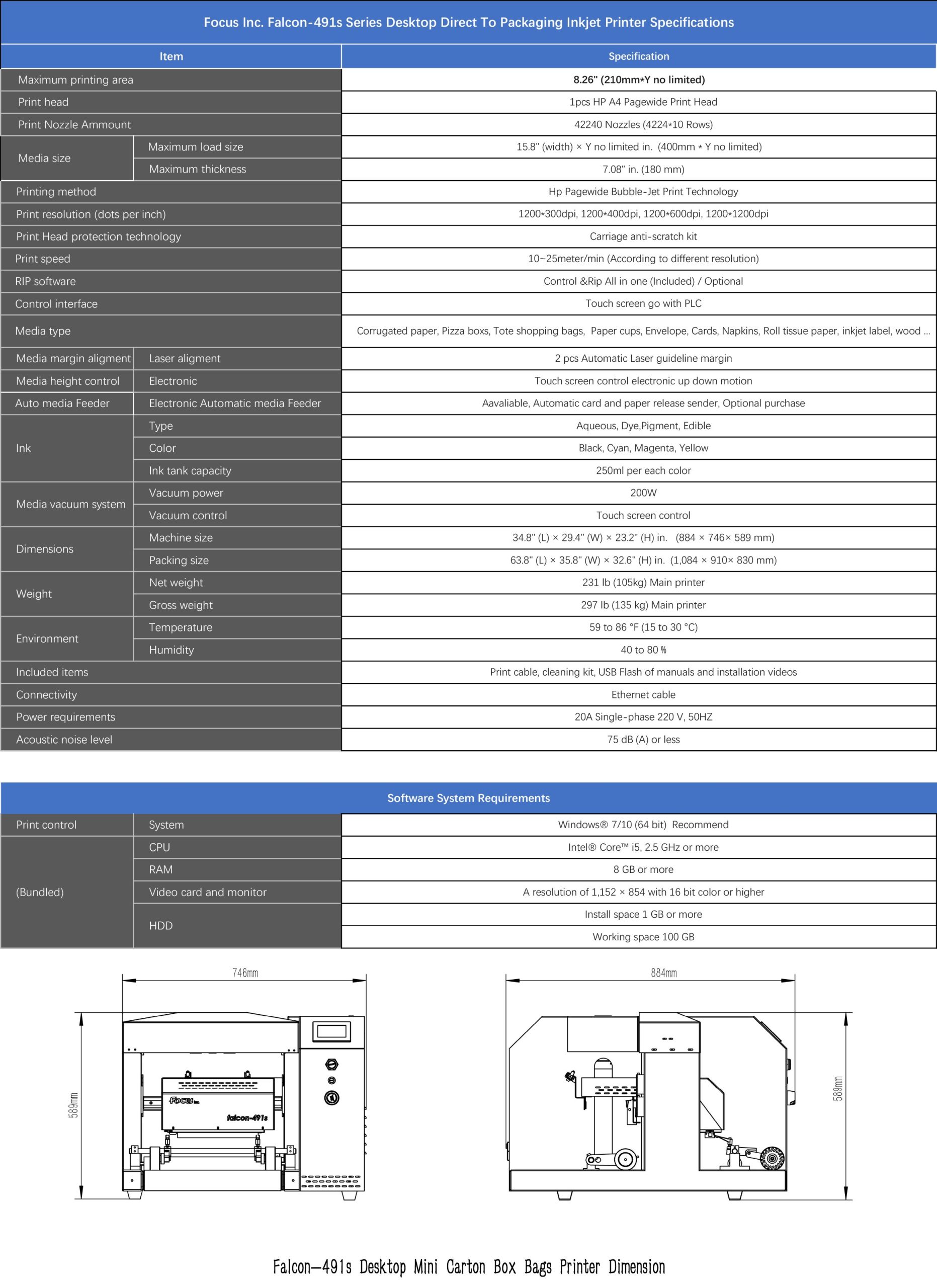 mini paper bag printer specification