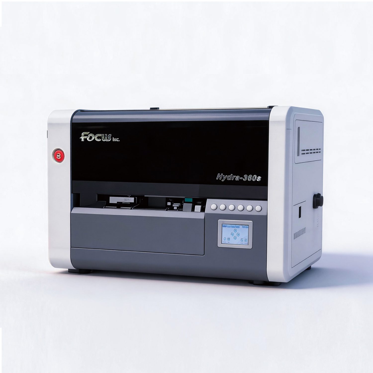 Focus Hydra 360S compact desktop cylinder printer, space-saving design for tumbler, glass, and metal bottle printing