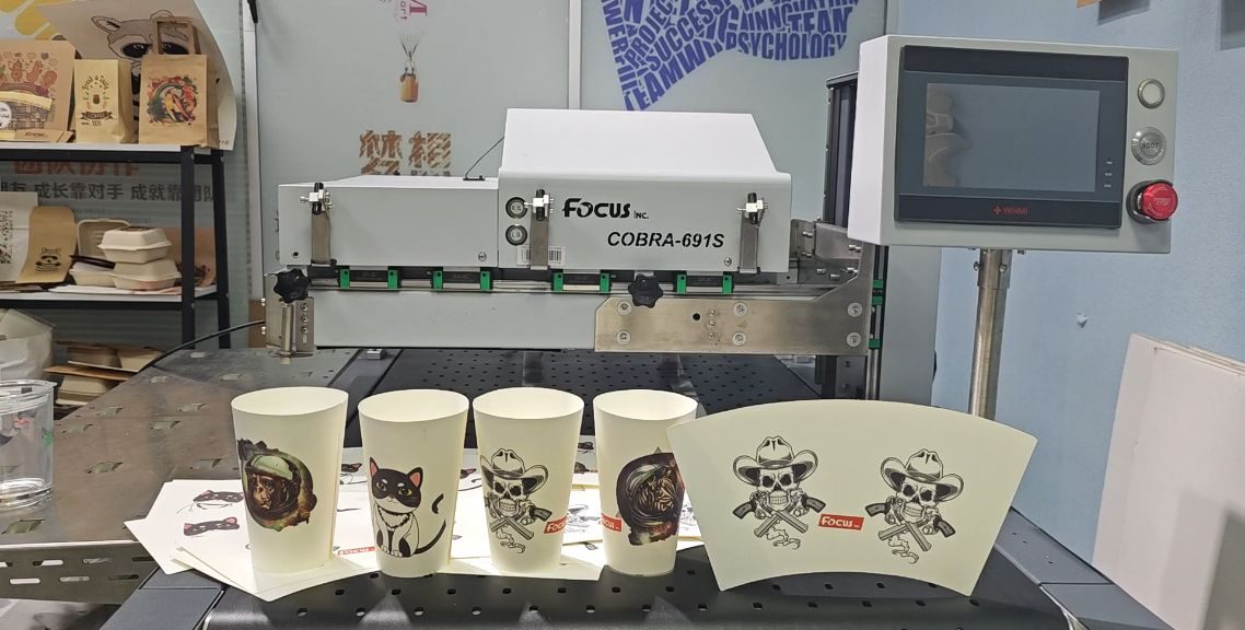 Single Pass Printer for Paper Cup Fan Coffee Cup Sleeves Printing Business